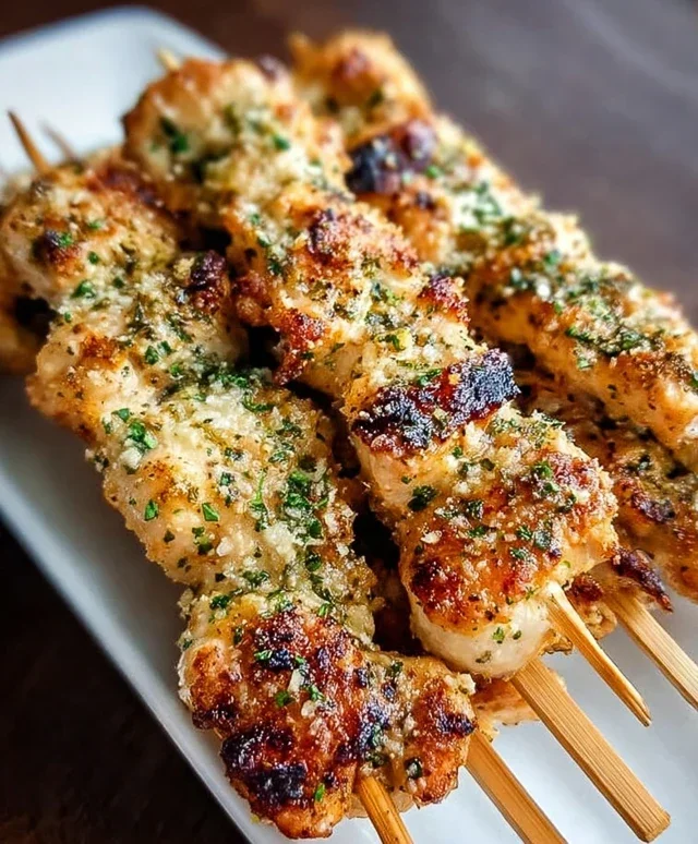 Ranch Garlic Parmesan Chicken Skewers