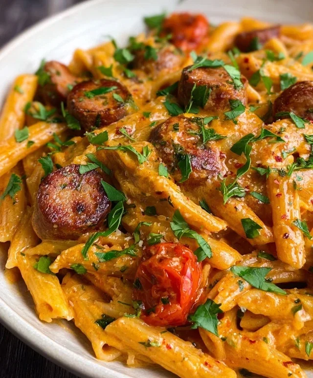 One Pot Creamy Cajun Sausage Pasta (30-Minutes)
