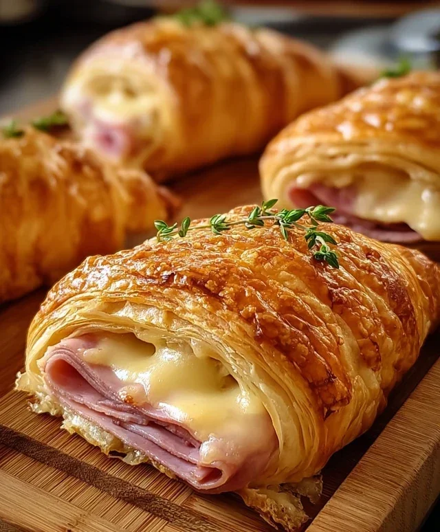 Baked Beef Beef Ham and Cheese Croissants