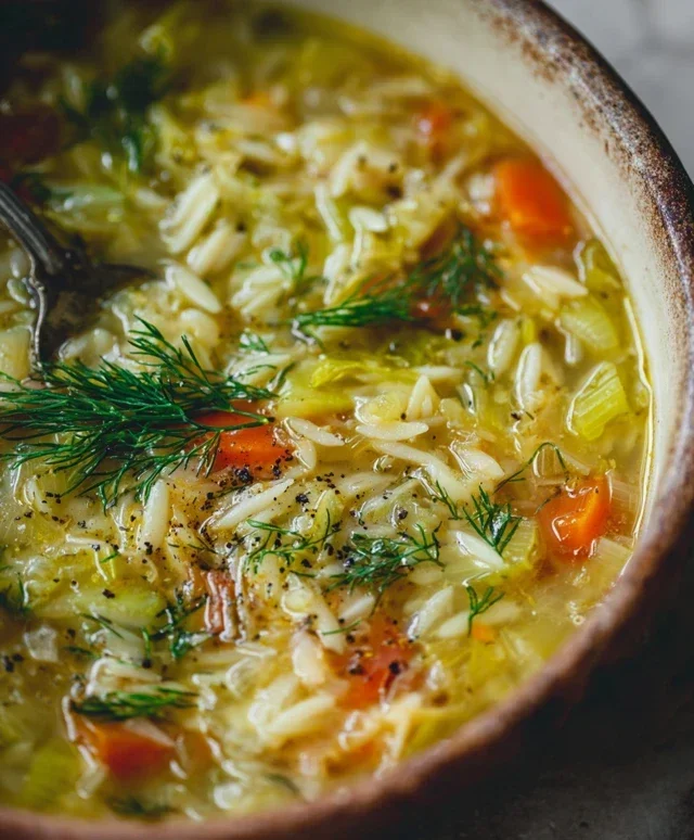 Orzo Leek and Dill Soup