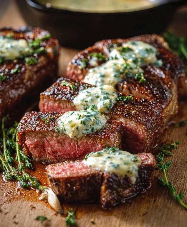Garlic Butter Steak With Parmesan Cream Sauce
