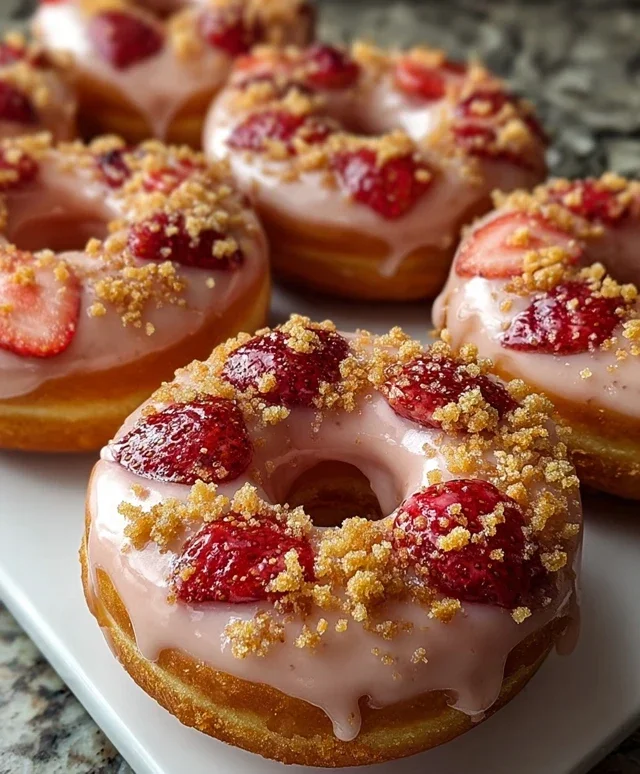 Freshly Glazed Strawberry Crunch Donuts