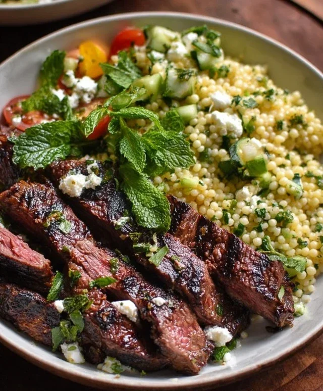 Grilled Skirt Steak with Lemon Herb Couscous Salad