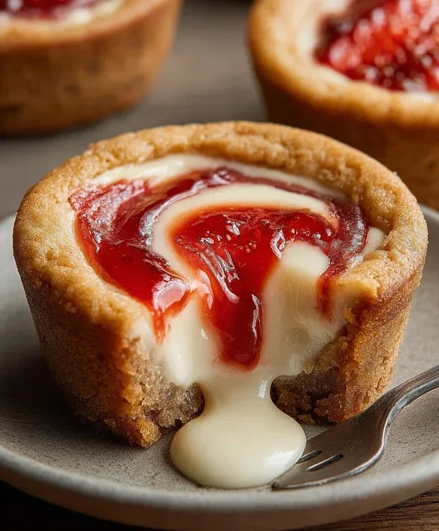 Strawberry Swirl Cheesecake Cookie Cups