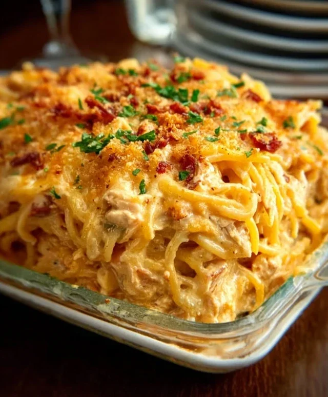 Spicy Southern Cheesy Chicken Spaghetti Casserole