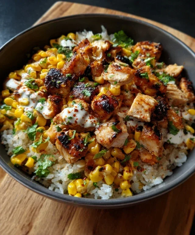 Street Corn Chicken Rice Bowl
