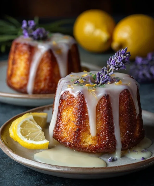 Mini Lemon Cakes With Lavender Glaze