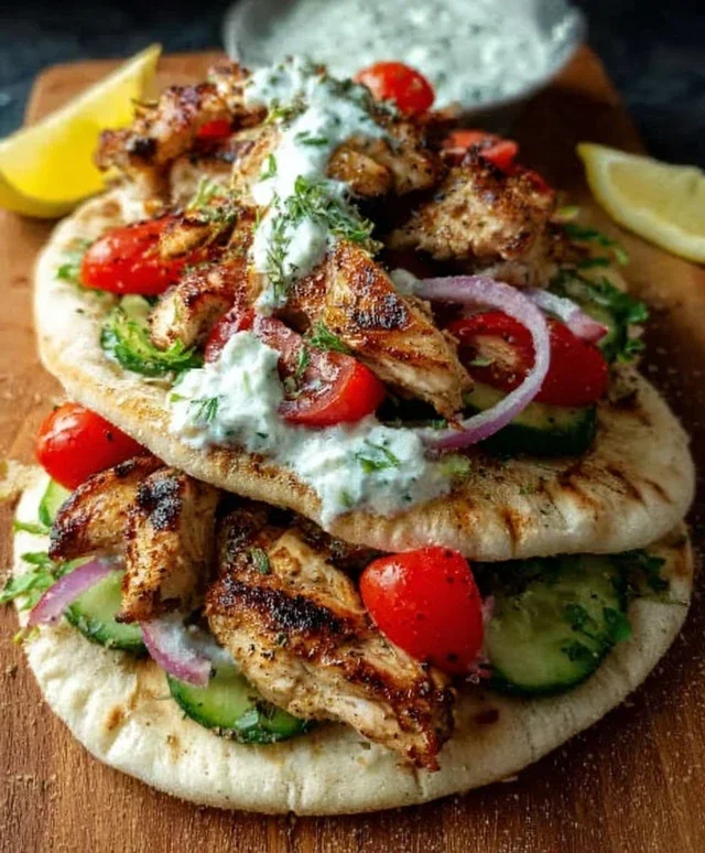 Greek Chicken Gyros with Lemon-Herb Marinade and Tzatziki
