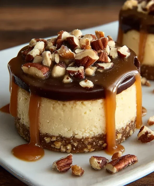 No Bake Turtle Mini Cheesecakes