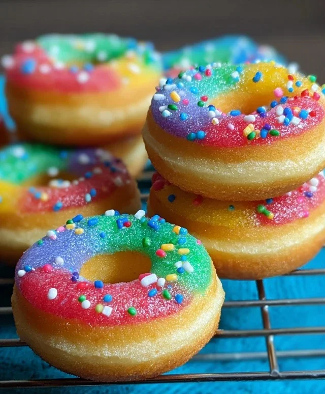 Mini Rainbow Vanilla Bean Donuts