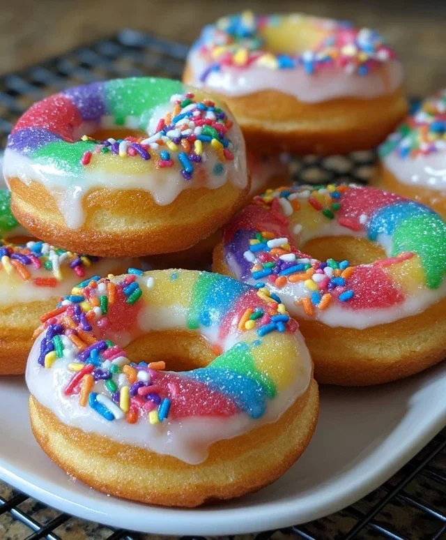 Mini Rainbow Vanilla Bean Donuts