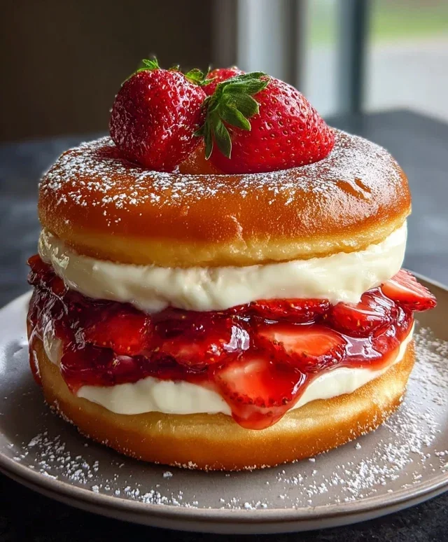 Strawberry Cheesecake Doughnut Burger