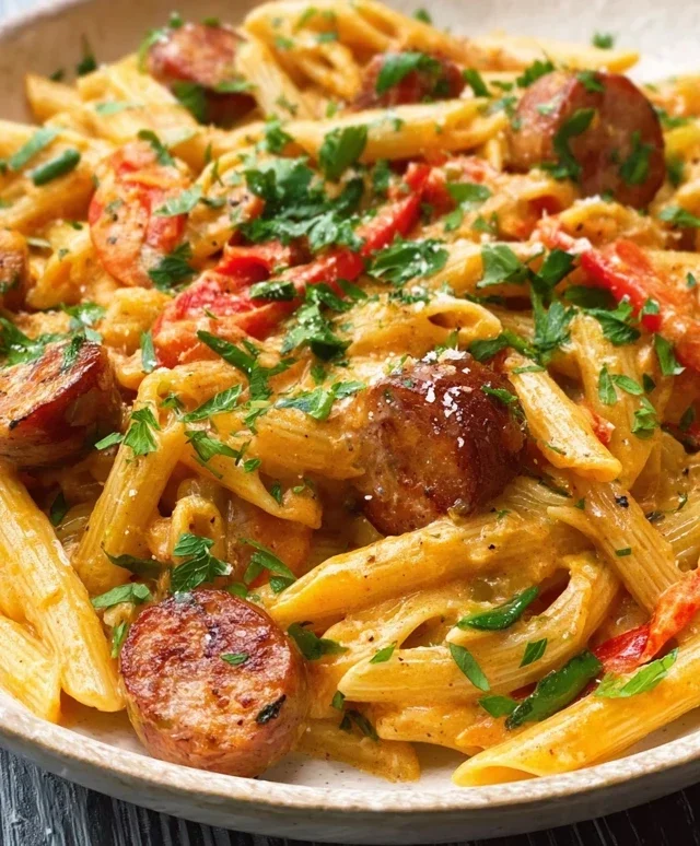 One Pot Creamy Cajun Sausage Pasta (30-Minutes)