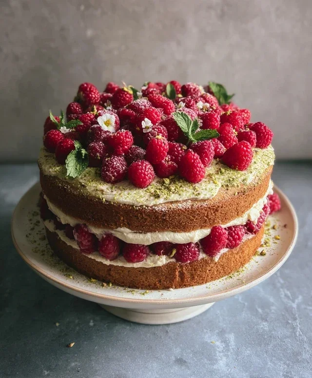 Pistachio Raspberry Cake