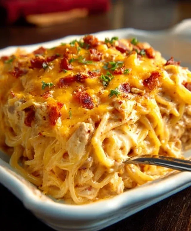 Spicy Southern Cheesy Chicken Spaghetti Casserole