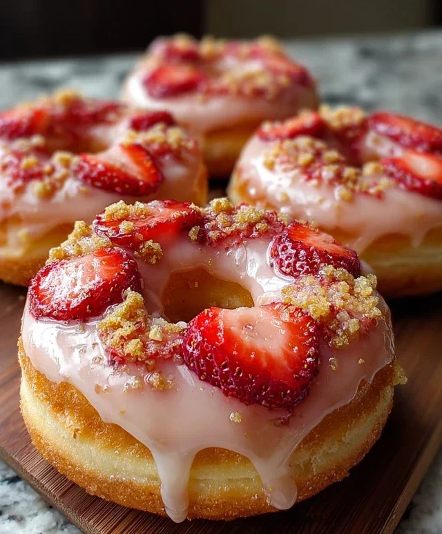 Freshly Glazed Strawberry Crunch Donuts