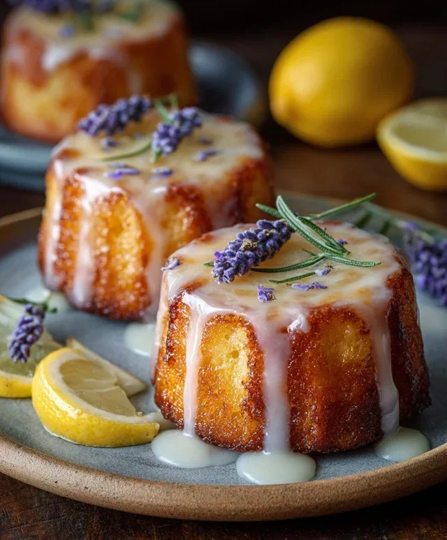 Mini Lemon Cakes With Lavender Glaze