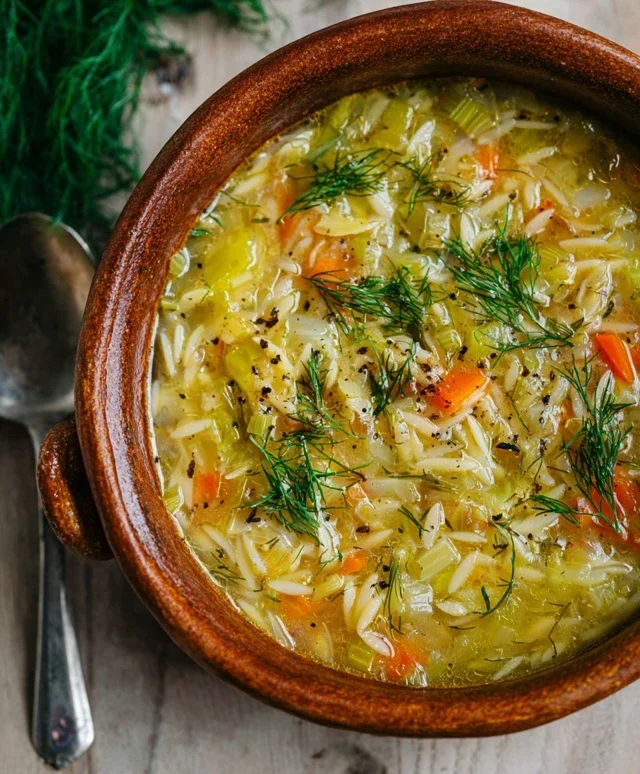 Orzo Leek and Dill Soup