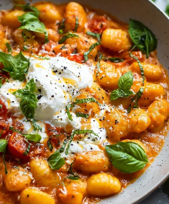 30 Minute Creamy Tomato Gnocchi with Burrata