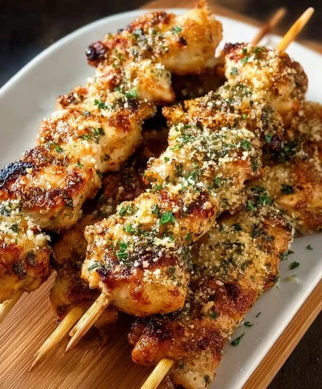 Ranch Garlic Parmesan Chicken Skewers