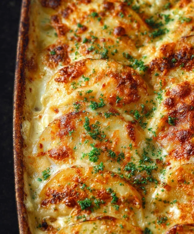 Roasted Garlic Potatoes au Gratin