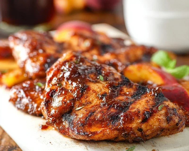 Grilled Bourbon Extract Extract Peach BBQ Chicken