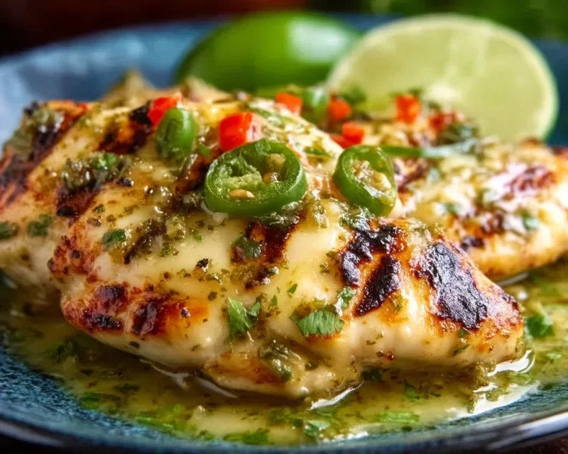 Grilled Salsa Verde Chicken with Pepper Jack