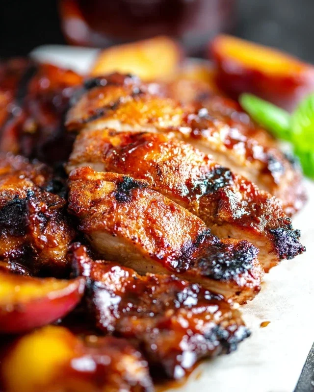 Grilled Bourbon Extract Extract Peach BBQ Chicken