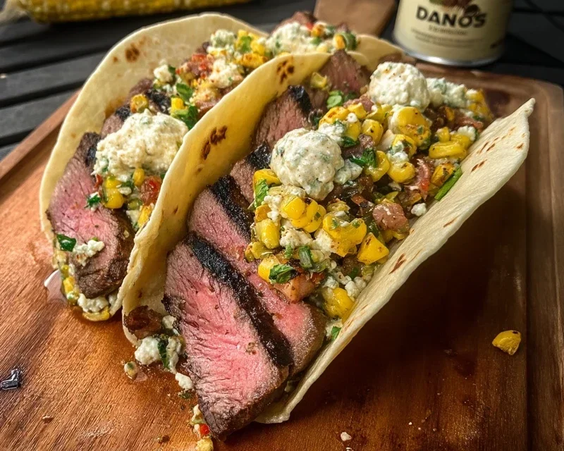Grilled Elote Steak Tacos