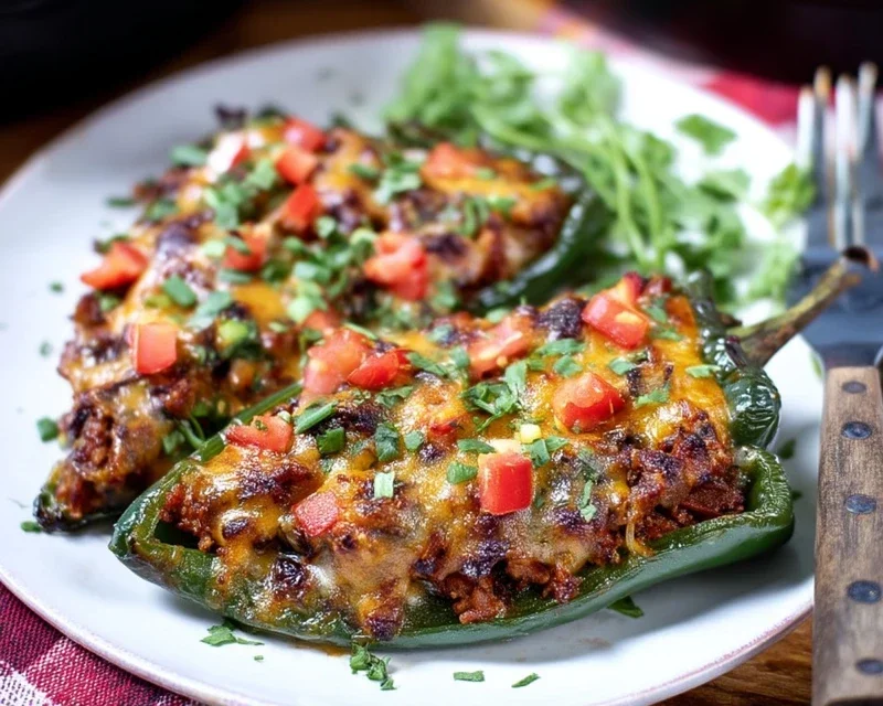 Brisket Stuffed Poblano Peppers