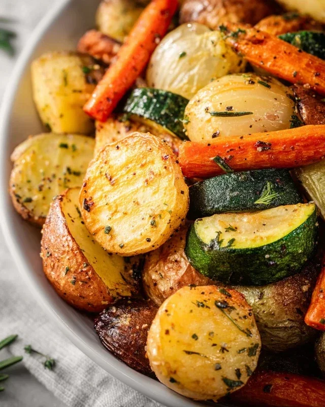 Garlic Herb Roasted Potatoes Carrots and Zucchini