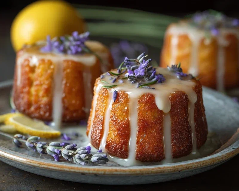 Mini Lemon Cakes With Lavender Glaze