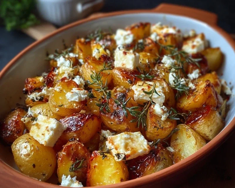 Roasted Potatoes With Baked Feta And Garlic