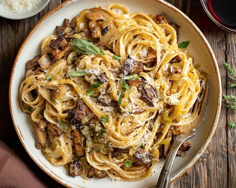 Caramelized Leek and Mushroom Gruyere Pasta