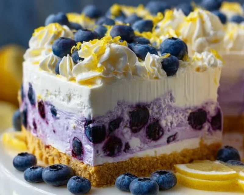 No-Bake Lemon dazzling Blueberry cream Cake