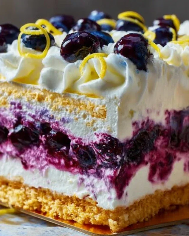 No-Bake Lemon dazzling Blueberry cream Cake