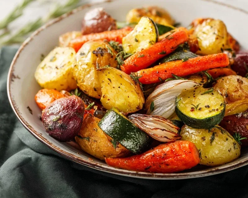 Garlic Herb Roasted Potatoes Carrots and Zucchini