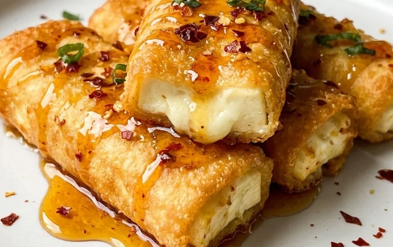 Indulgent Oven Fried Feta Rolls with Chili Honey Magic