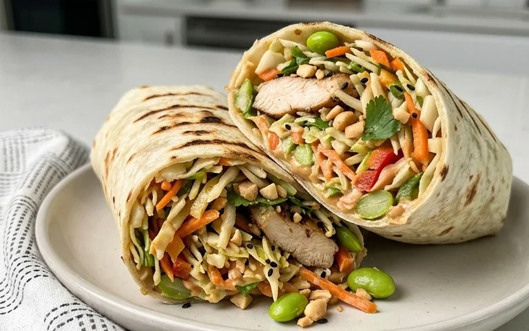 Thai Chicken Wrap with Crunchy Asian Slaw