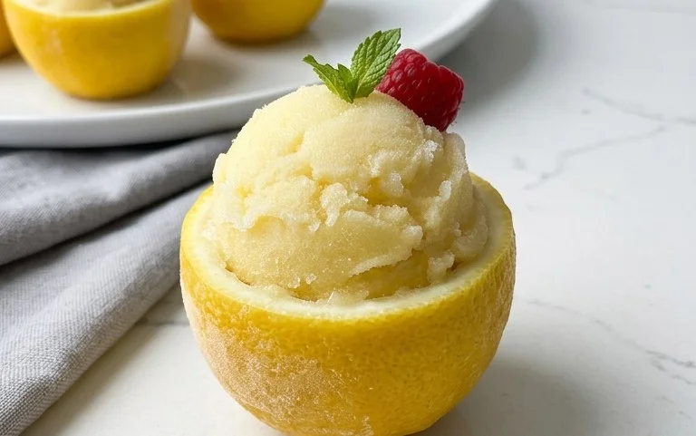 Sorbetto di Limone Dressed Up in a Frozen Lemon Shell