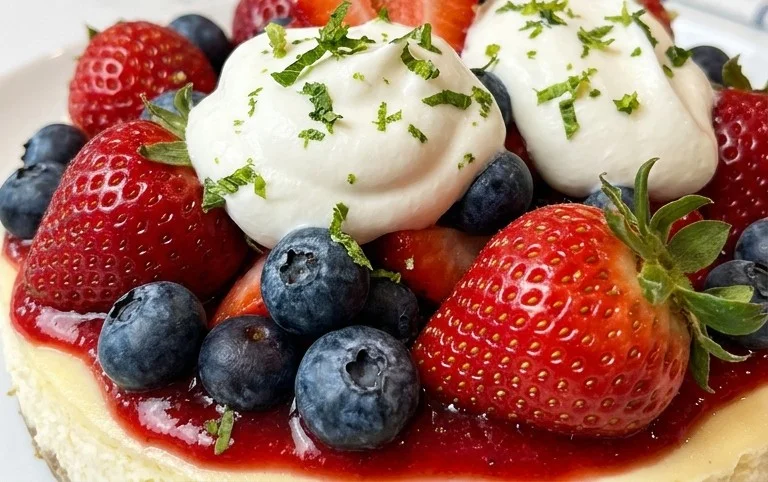 Red, White, and Blue Cheesecake Strawberries