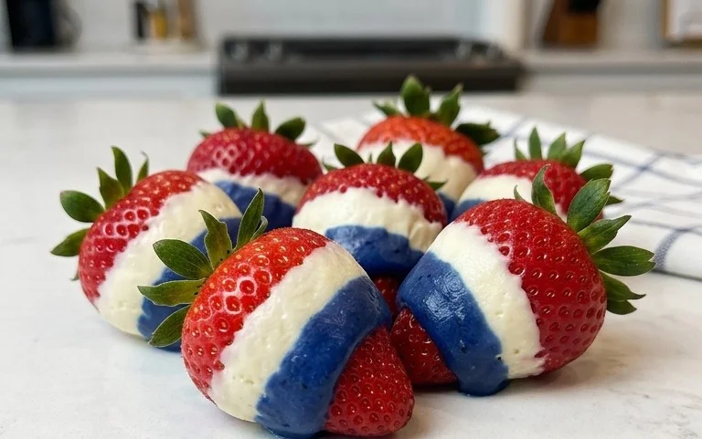 Red, White, and Blue Cheesecake Strawberries