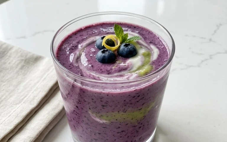 Blueberry Avocado Smoothie With Lemon & Yogurt