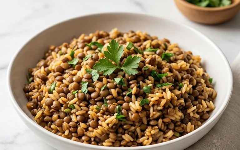 Easy Mediterranean Lentils and Rice