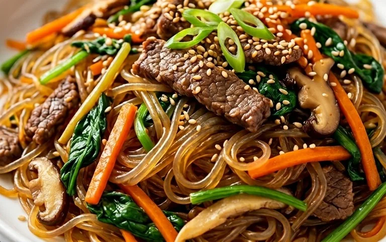 Japchae (Korean Glass Noodle Stir Fry)