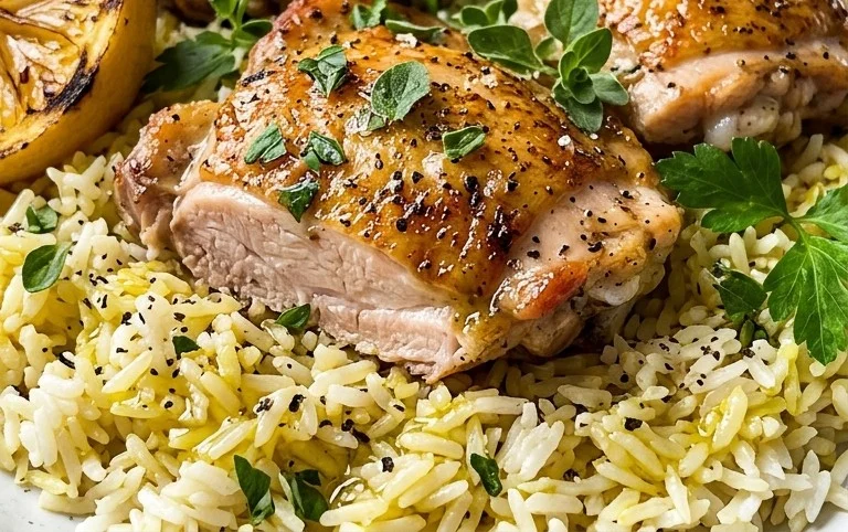 Greek Chicken and Lemon Rice (30 Minutes, One-Pot)
