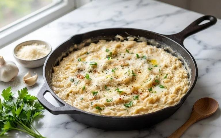 Creamy Garlic Parmesan Orzo