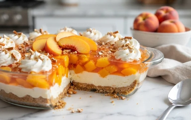 Peach Pretzel Salad Dessert