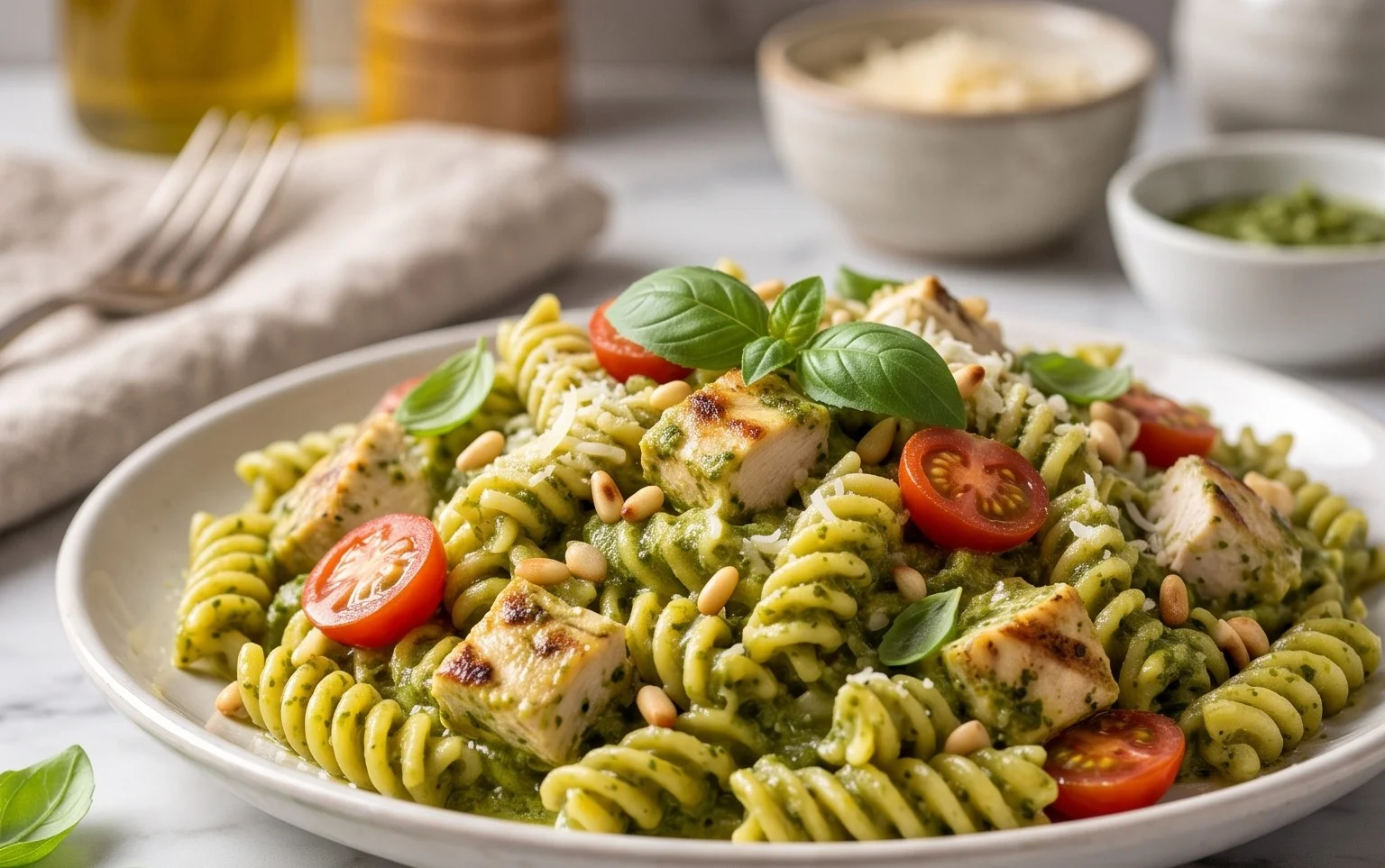 Creamy Chicken Pesto Pasta