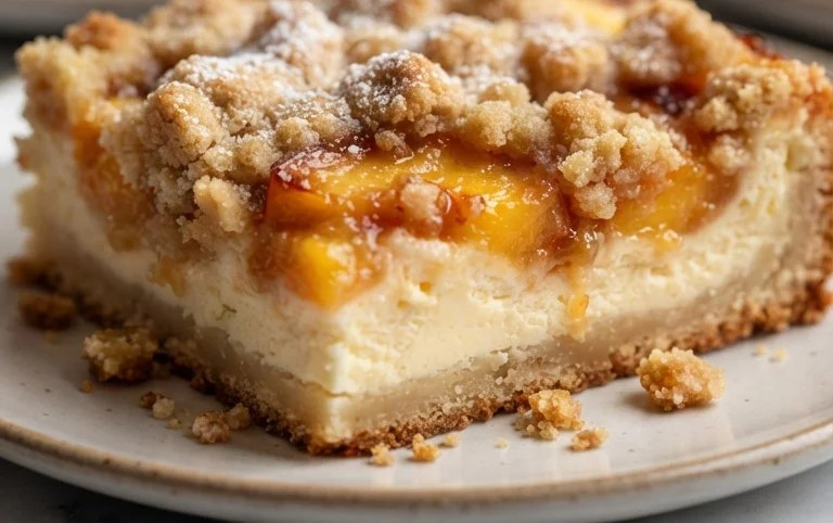 Peach Cream Cheese Cake with Streusel Topping